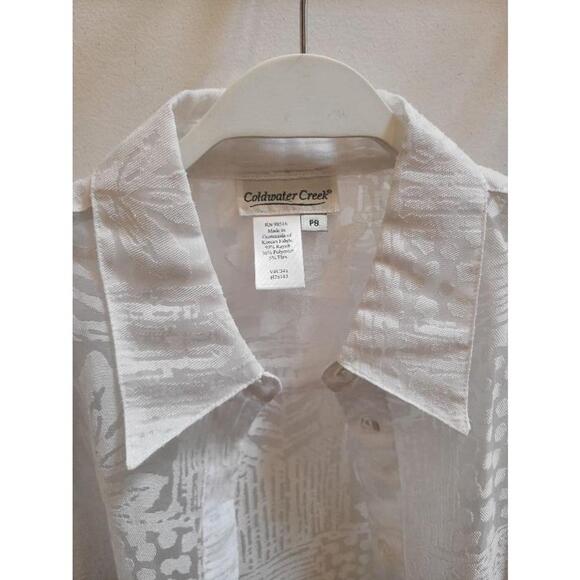 Coldwater Creek Oversized Sheer Floral Lace Shirt - White - Size Petite Small - Picture 8 of 9